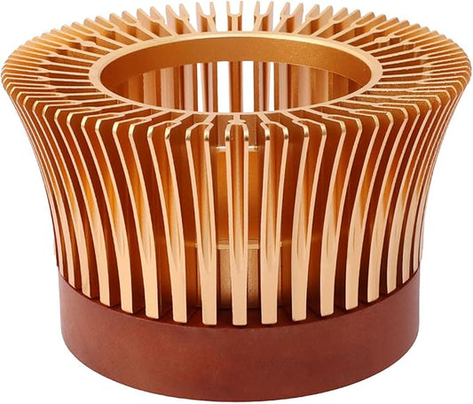 Tea Warmer with Magnolia Flower Design, JUKFITA Golden Aluminum Alloy & Wood Teapot Warmer, Tall