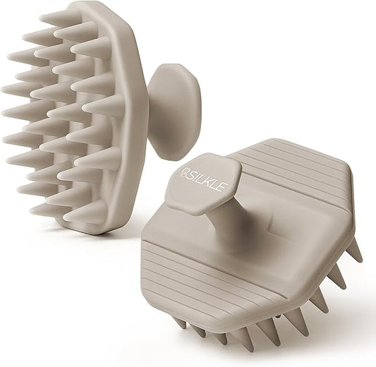 Silicone Scalp Scrubber - Massage Shampoo Brush, Soft Bristles for Hair Growth & Dandruff Removal - Ergonomic Design, Wet & Dry Use, Deep Cleansing Scalp Exfoliator for All Hair Types - Clay
