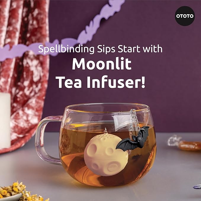 Cute Tea Strainers - Loose Leaf Tea Steeper, Tea Infuser for Loose Leaf Tea, Tea Diffusers, Tea Accessories, Mushroom Gifts, Cute Kitchen Accessories, White Elephant Gifts, (Moonlit, Spooky, Gothic)