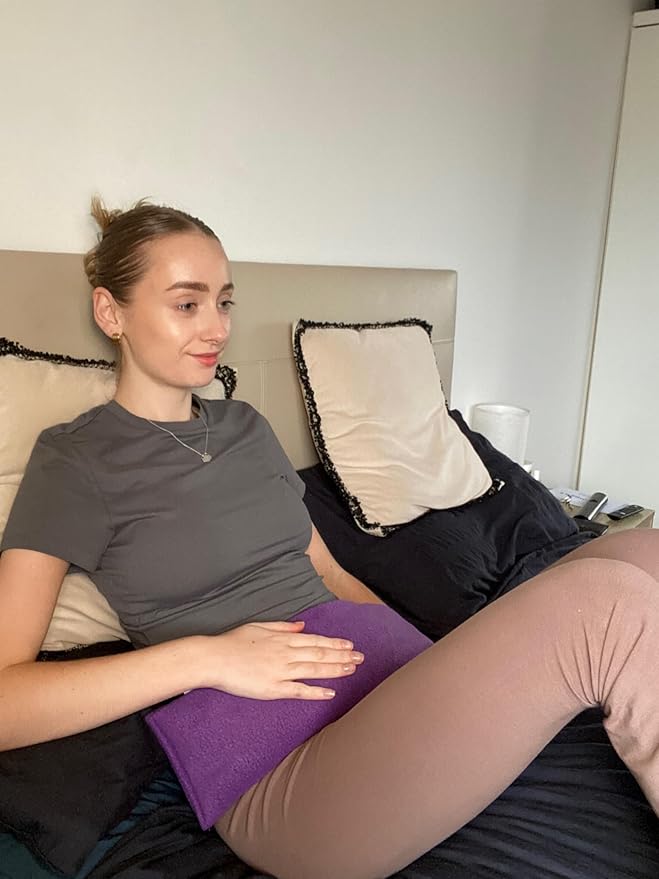 Microwavable Heating Pad for Neck, Back & Shoulders - Heating Bean Bag Microwavable Pillow - Cleaned Wheat & Lavender Aromatherapy Heating Pad Wrap - Amazing Health, Purple