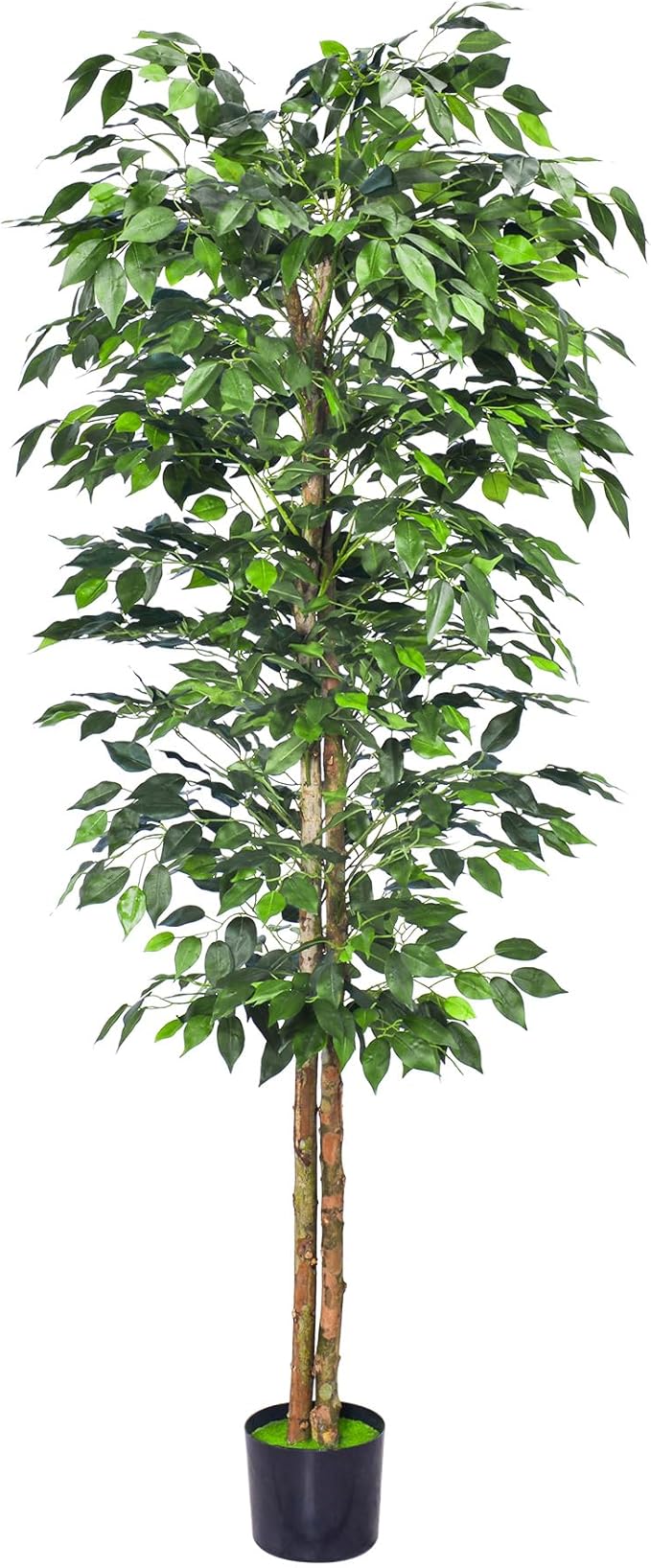 1Pack 6FT Artificial Ficus Tree with Realistic Leaves and Natural Trunk, Faux Ficus Tree with Sturdy Plastic Nursery Pot, Fake Ficus Tree for Office Home Farmhouse for Indoor Outdoor Decor