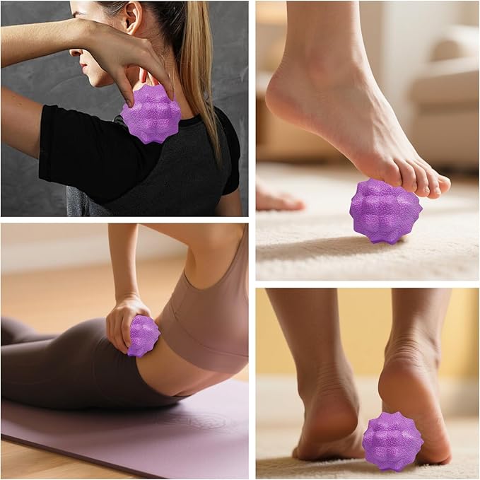 Massage Ball Set, Plantar Fasciitis Relief Foot Pain Therapy - Trigger Point, Heel Spur, Sore Muscle- Back, Arm, Neck, Shoulder, Leg Circulation Roller