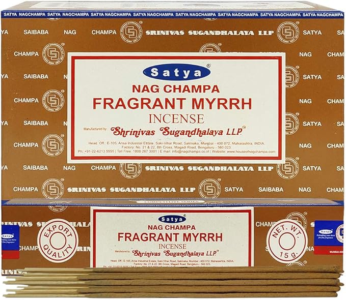 Fragrant Myrhh Incense Sticks and Incense Stick Holder Bundle Insence Insense Satya