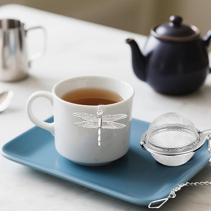 Tea Infusers for Loose Tea 3 Sets Tea Infuser Loose Leaf Tea Steeper Tea Stainless Steel Ball Mesh Tea Strainer Filters with Crtstal Pendant (Animal 4)