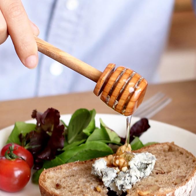 50 Pcs Wooden Honey Dipper Stick Collecting Dispensing Drizzling Jam Portable Wedding Party (6 inch)