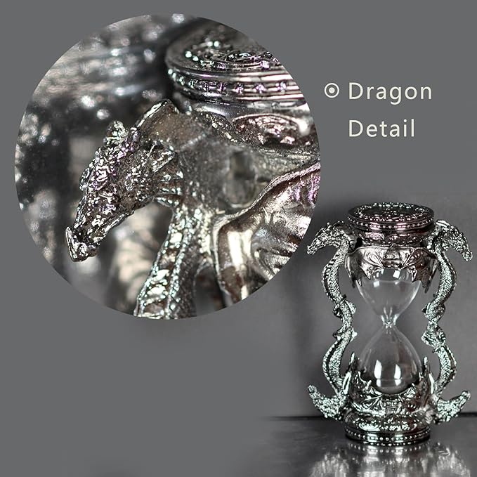 Mythical Fantasy Dragon Sandglass Sand Timer, Gothic Decorative Statue - Unique Vintage Classic Hourglass Timer, Desk Home Decor Gift, 6-inch, Single 15 Minutes (Black Dragon)