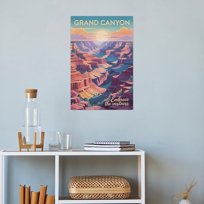 Motivational Canvas Grand Canyon Inspirational Poster Embrace The Vastness for Meditation Living Room Creative Studio Décor Print Poster Unframe-style 12x18inch(30x45cm)