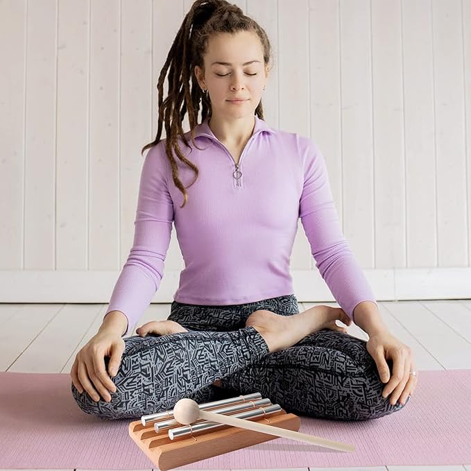 Energy Chimes Percussion Hand Bells: Trio 3 Tone Chime Music Instrument with Mallet for Yoga Meditation Sound Healing Teachers' Classroom Tools