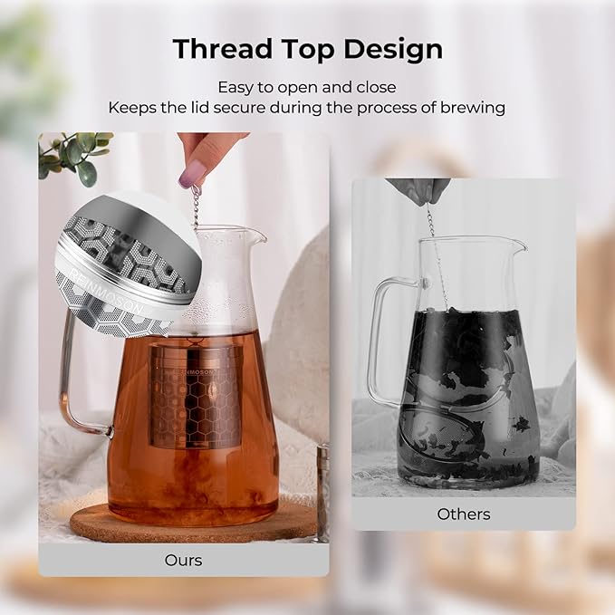 2 Pack Reinmoson Large Tea Infuser for Loose Tea & Spice Infuser for Cooking, Extra Fine Mesh Large Tea Strainers, 304 Stainless Steel Loose Leaf Tea Steeper for Black Tea, Rooibos, etc