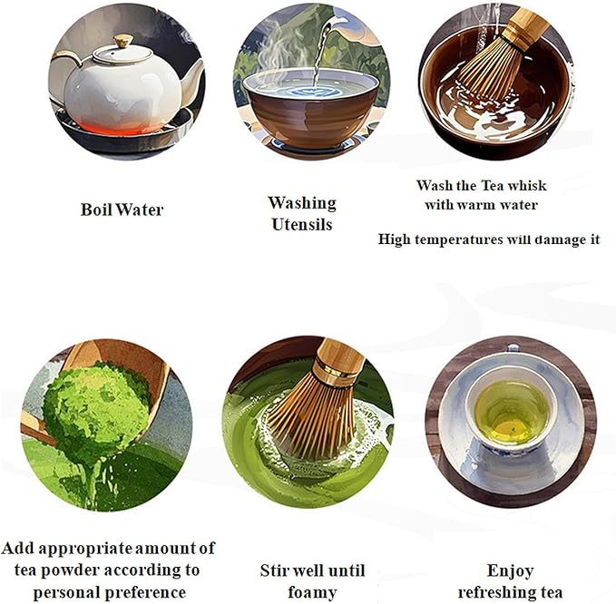 Ceramic Matcha Whisk Set, Complete Matcha Set-8PCS for Ceremonial Grade Matcha, Tea Gifts for Tea Lovers for Christmas, Birthday, Halloween (Cappuccino Color)