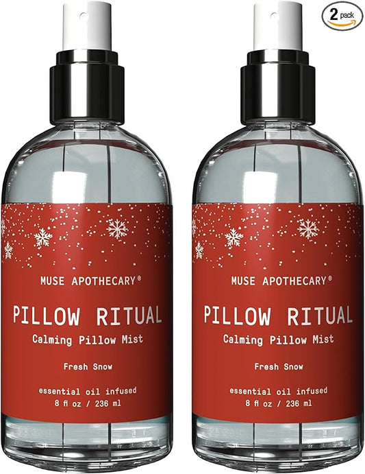 Muse Apothecary Pillow Ritual - Aromatic, Calming and Relaxing Pillow Mist, Linen and Fabric Spray - Infused with Natural Aromatherapy Essential Oils - 8 oz, Fresh Snow, 2 Pack