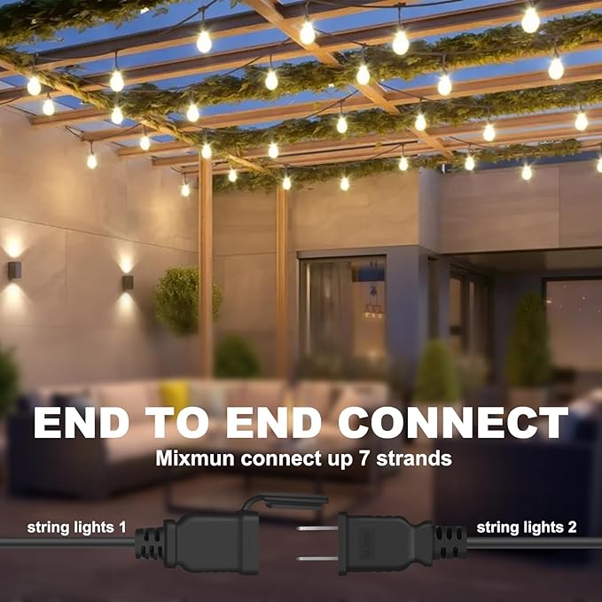 100FT LED Outdoor String Lights with 30+2 Shatterproof Bulbs, IP65 Waterproof, Commercial Grade Patio String Lights for Outside Porch Backyard Garden Deck Decor, 2700K Dimmable