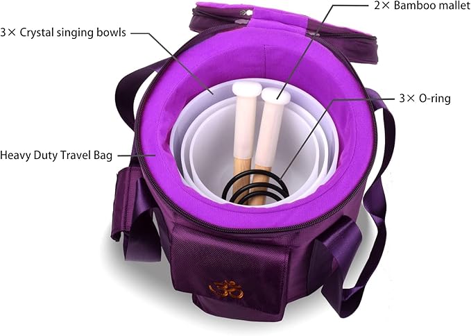 7inch 8inch 9inch Crystal singing bowls set sound bowl for healing Mindfulness, Meditation, Yoga, Spiritual and Body Healing Chakra Bowl (7G+8F+9D, 7inch+8inch+9inch with Travel bag)