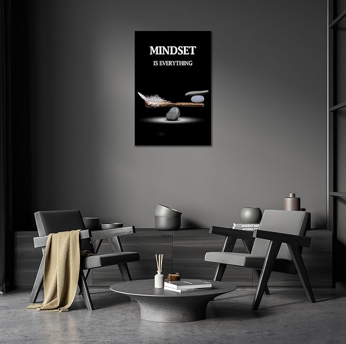 SKASNFAI Mindset Motivation Office Wall Art Zen Stone Canvas Print Pictures Wall Decor Framed Positive Quotes Posters for Living Room Bedroom Decoration (16L x 24W)