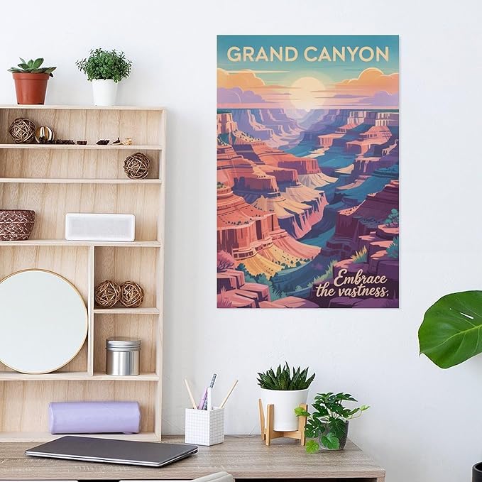 Motivational Canvas Grand Canyon Inspirational Poster Embrace The Vastness for Meditation Living Room Creative Studio Décor Print Poster Unframe-style 20x30inch(50x75cm)