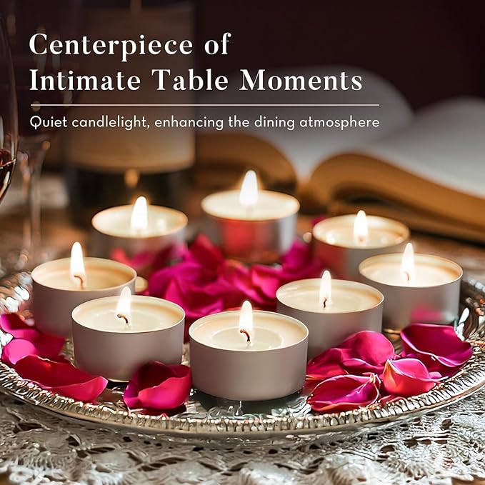 Unscented Palm Tea Lights Candles 300 Pack Bulk, 6 to 7 Hours Long Burning White Tea Lights,Non-Paraffin, Smokeless, Mini Tealight Candles for Wedding, Christmas Lights, Party, Power Outages