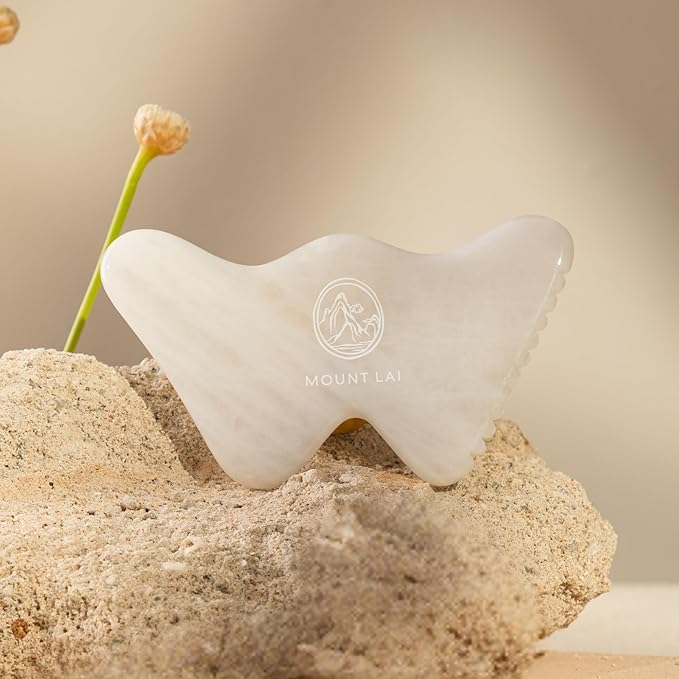 Mount Lai Vitality Qi White Jade Gua Sha Facial Tool – The Imperial Stone of Purity – Patented 5-Sided Professional Sculpting Tool for Lymphatic Drainage, Precision Contouring & Imperial Radiance