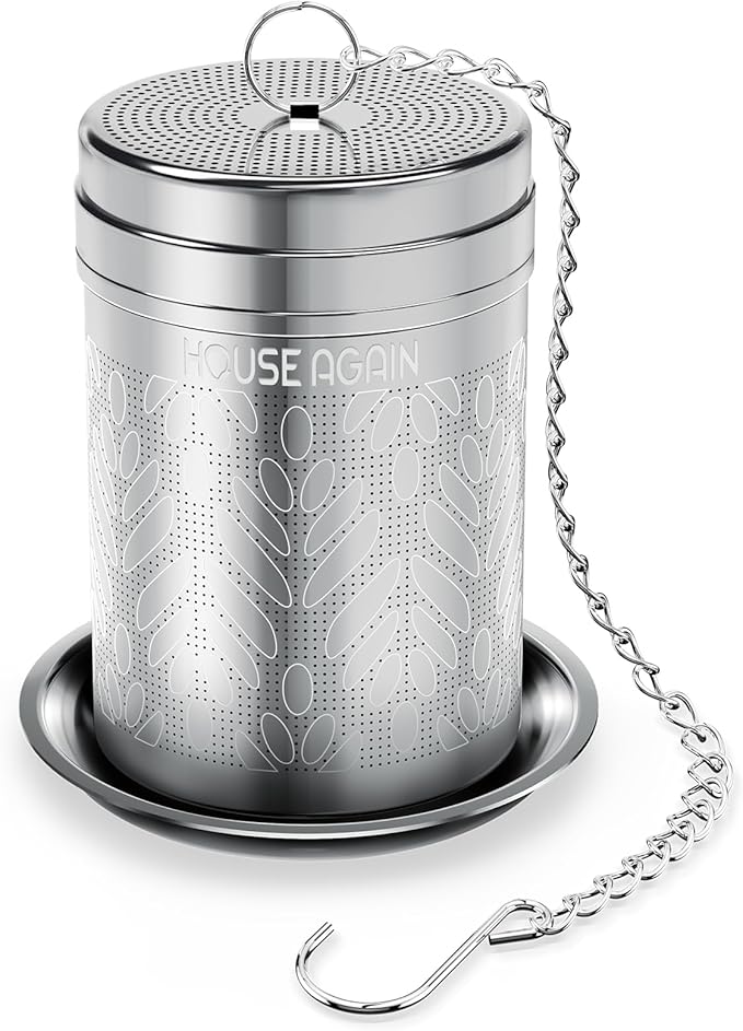 House Again Tea Strainers for Loose Tea, Extra Fine Mesh Tea Infuser, Updated Slim Threaded Lid & 304 Stainless Steel, Tea Ball Filter Bags Diffusers, Loose Leaf Tea Steeper for Brew Spices