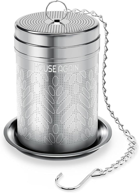 House Again Tea Strainers for Loose Tea, Extra Fine Mesh Tea Infuser, Updated Slim Threaded Lid & 304 Stainless Steel, Tea Ball Filter Bags Diffusers, Loose Leaf Tea Steeper for Brew Spices
