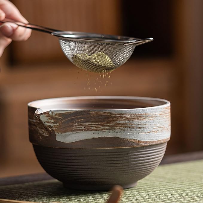 Ceramic Matcha Whisk Set, Complete Matcha Set-8PCS for Ceremonial Grade Matcha, Tea Gifts for Tea Lovers for Christmas, Birthday, Halloween (Stoneware)