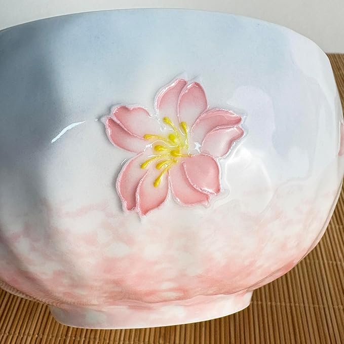 Matcha set with tray 8pcs, Japanese Matcha Kit includes Ceramic Matcha Bowl, Bamboo Matcha Whisk (Chasen), Whisk Holder, Macha Scoop(Chashaku), Bamboo Placemat, Sifter, Tea Cloth Chakin，Blue & Pink