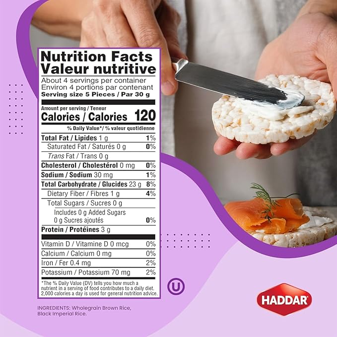 Haddar Wholegrain Rice Cakes 4.2oz (3 Pack) Made From Brown Rice | All Natural, Gluten Free, Vegan, Non GMO | Low Fat & Low Calorie | Zero Sugar | Certified Kosher (including Passover)