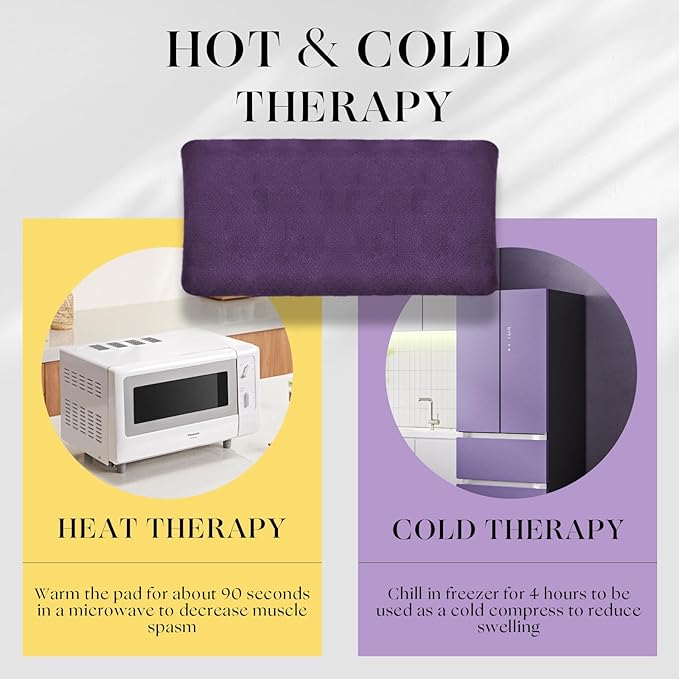 Microwavable Heating Pad with Washable Cover 13x7 Inch Flaxseed Microwave Hot Pack, Lavender Scent, Moist Warm Compress for Relaxation, Non-Electric & Portable