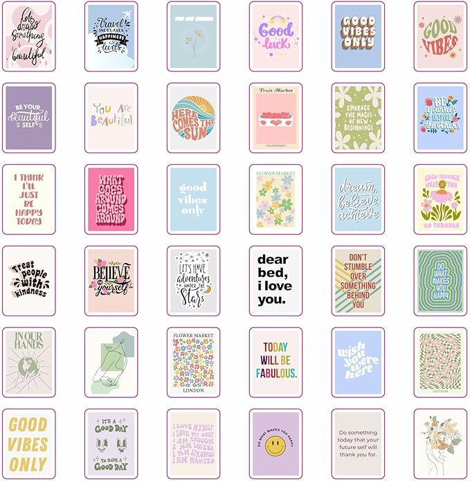 Aesthetic Stickers Pastel - Pink Coquette Quote Stickers - Inspirational Quote Party Favors & Decorations, Waterproof Vinyl Decal, Motivational Sayings