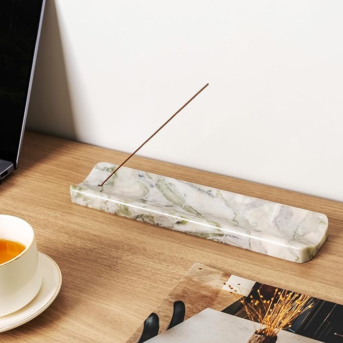 Koville Marble Incense Holder, Incense Holder for Sticks, Incense Sticks Holder Ash Catcher for Meditation Yoga SPA, Natural Stone Incense Burner, Home Table Decor (Bianco Palomino)