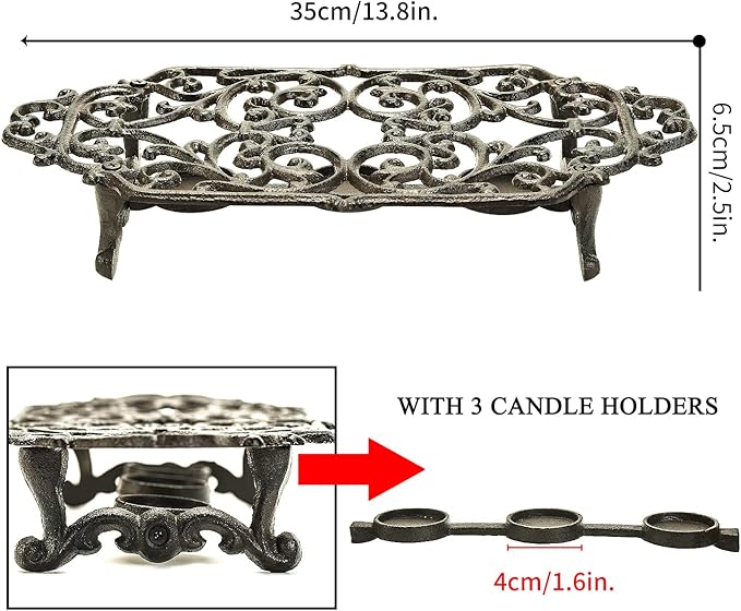Sungmor Heavy Duty Cast Iron Teapot Dish Warmer Stable Holder for Tealight Stand | Tealight Warmer Decorative Stove for Villa Yard Balcony-Flower Shape
