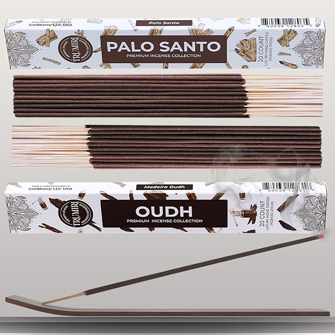 Trumiri Incense Sticks - Combo Pack of 40 Insence-Sticks - 20 Palo Santo + 20 Oud - Insenses - Insents - Incents - Inscense - Incence - Incienso - All Natural Incense Sticks