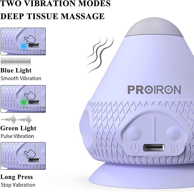 PROIRON Mountable Massage Ball with Suction Cup Pinpoint Deep Tissue Muscle Knot & Sore Relief, Vibration & Heating Trigger Point Massage Tool for Back Neck, Self-Massage Tool