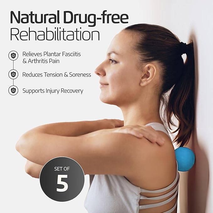 Logest Foot Massage Rollers and Balls for Trigger Point Therapy, Injury Rehabilitation & Deep Tissue Massage - 5-Piece Set – Massage Roller, Lacrosse Ball, Peanut Roller, Two Spike Balls