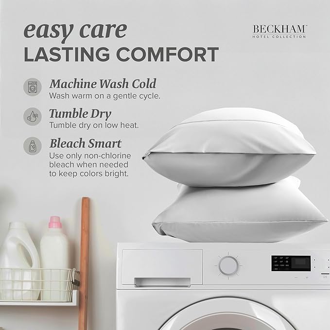 Beckham Hotel Collection Cooling Pillowcases for Hot Sleepers, King Size Set of 2, Cool Bedding, Envelop Closure, Silky Soft, Breathable, Moisture-Wicking, White