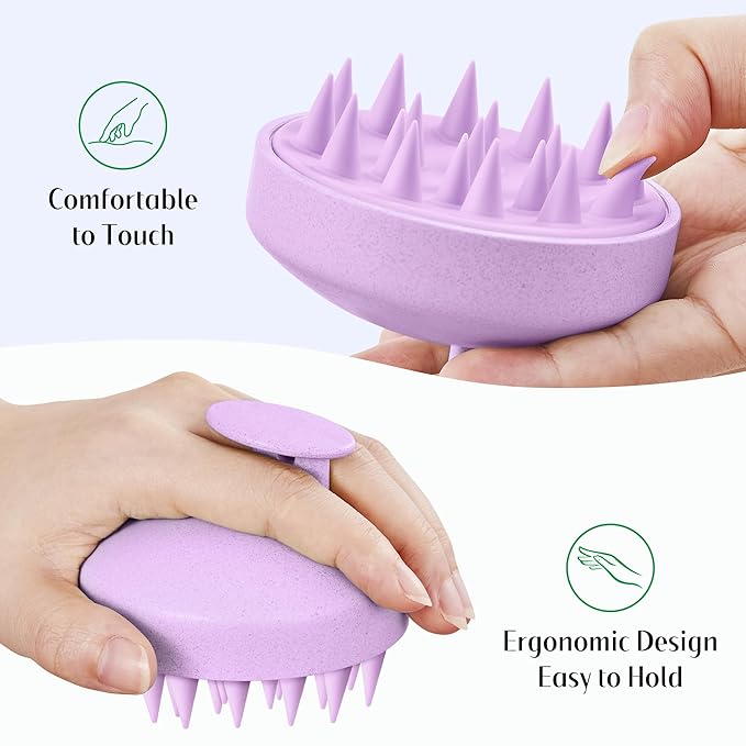 HEETA Scalp Scrubber Shampoo Brush, Scalp Massager Tool for Hair Growth, Soft Silicone Bristles for Dandruff Removal Wet Dry Use Women Men Kids Pet, Fit All Hair Types Care, Purple
