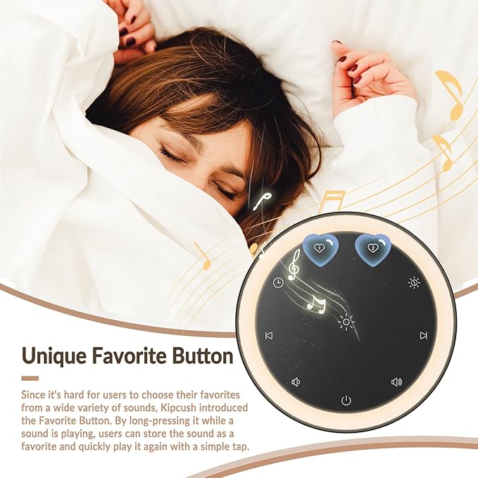 Kipcush Sound Machine & Night Light for Adults, Baby, Kids. White Noise Machine with 20 Soothing Sleep Sounds. Small Size & Portable Design for Bedroom (Black, Small)