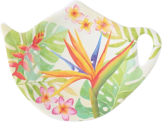Supreme Housewares Bird of Paradise Tea Bag Holders, Teapot Shaped Tea Bag Coasters Spoon Rests Saucer Seasoning Dish Set, Multicolor, 4 x 3 Inch, Set of 4
