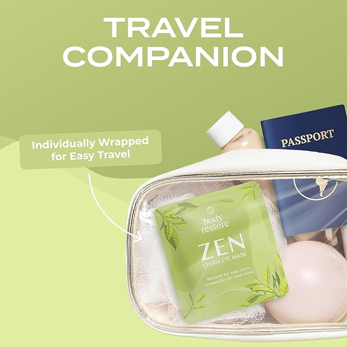 Body Restore Heated Eye Mask for Dry Eyes 5 Pack - Self Heating Warm Compress, Christmas Stocking Stuffers, White Elephant, Birthday Gifts for Women, Men, Stye Eye Treatment, Relaxation - Green Tea