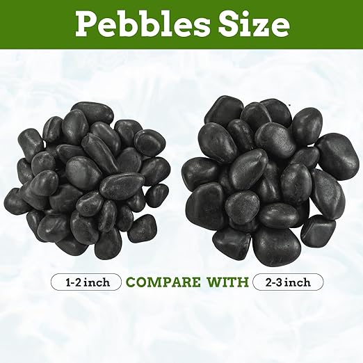 2-3 Inch Large River Rocks for Landscaping, 40lbs Big Black Pebbles, Hand-Picked Premium Stones for Garden, Fish Tank, Flower Pots, Pathways and Backyard