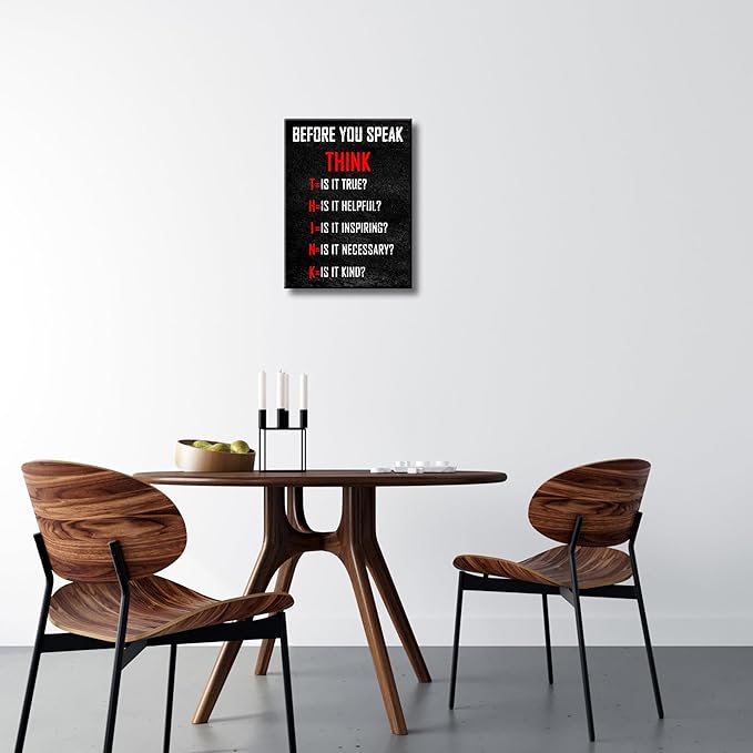 Pyradecor Motivational Think Before You Speak Classroom Positive Quotes Inspirational Poster Canvas Prints Wall Art for Office Living Room Home Decorations