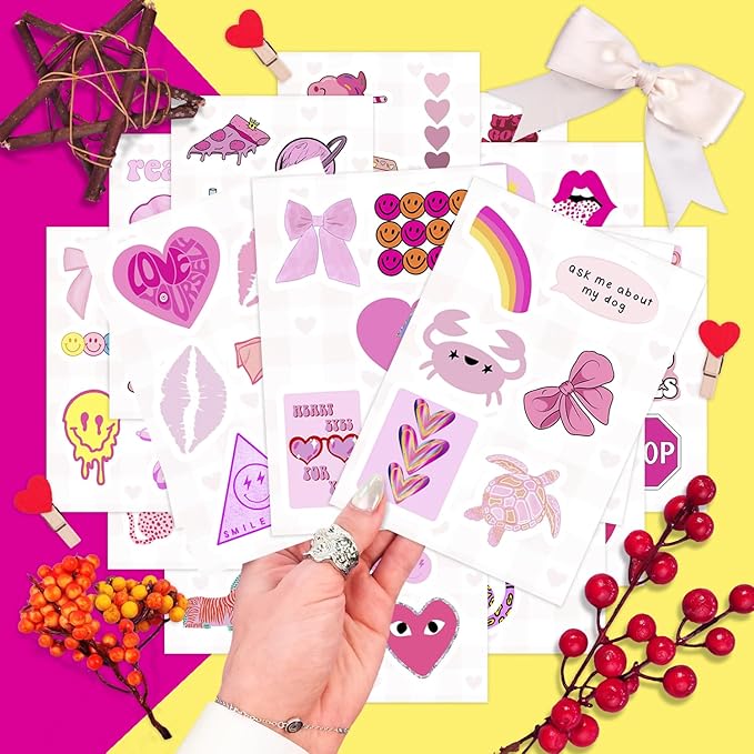 BulbaCraft 100Pcs Preppy Stickers for Water Bottle and Laptop - Preppy Party Favors & Decorations, Waterproof Vinyl Decals, Fashion and Fun Stickers, Gifts for Women & Men