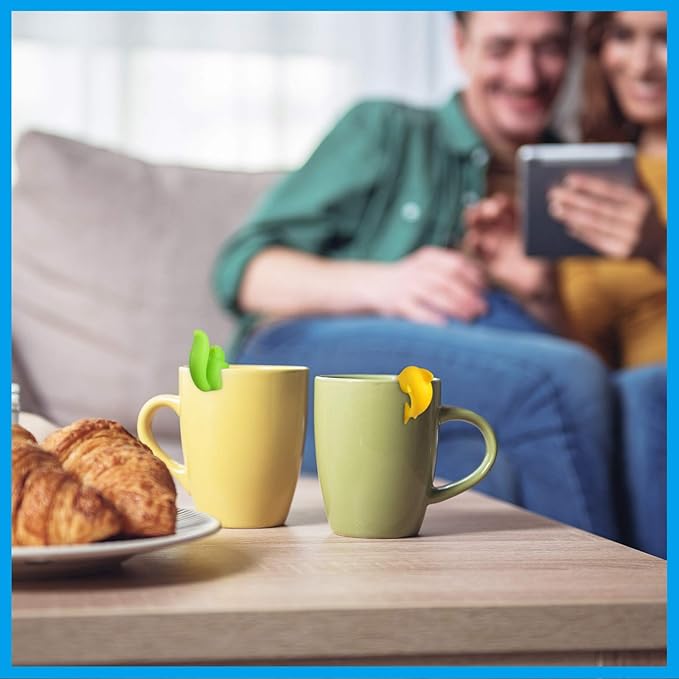 Boao 36 Pcs Silicone Tea Bag Holders Wine Charms Glass Identifier Drink Markers Cute Colorful Snail Squirrel Shark Cup Edge Holders Mug Clips Tea Accessories for Christmas Birthday Bar Party Favor