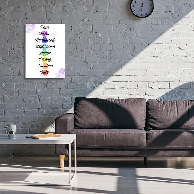 Chakra Wall Art Canvas,Patient 7 Chakra Quotes Sign Canvas Prints Framed Wall Art for Yoga Room Home Wall Décor,Gifts for Yoga Lover