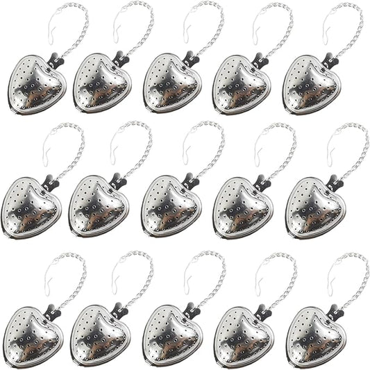 TIHOOD 15PCS Tea Strainer Stainless Steel Mesh Tea Ball Infuser Premium Tea Filter Tea Interval Diffuser with Extended Chain Hook for Loose Leaf Tea and Spices & Seasonings