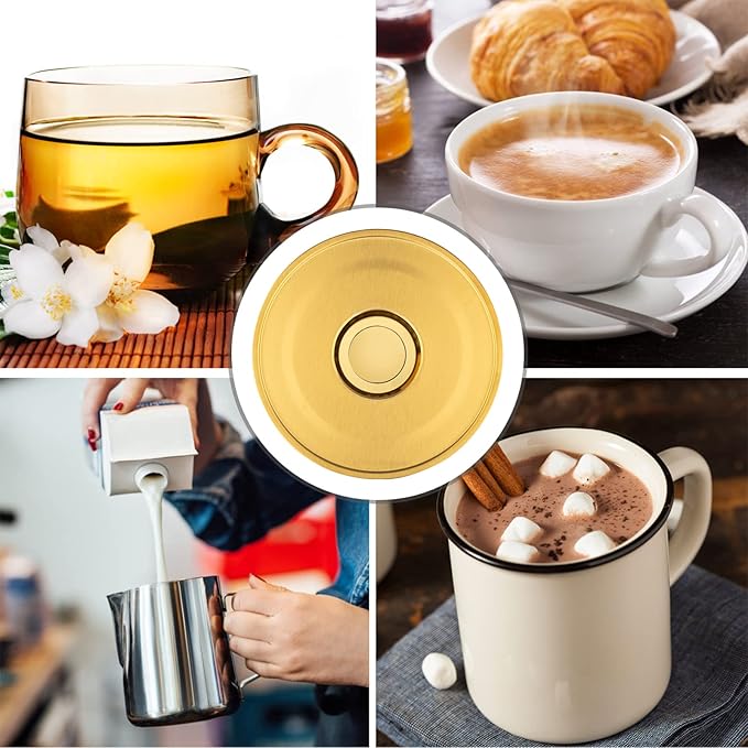 Simtive Teapot Warmer, Brushed Stainless Steel Tea Warmer with Tealight Holder, Gold