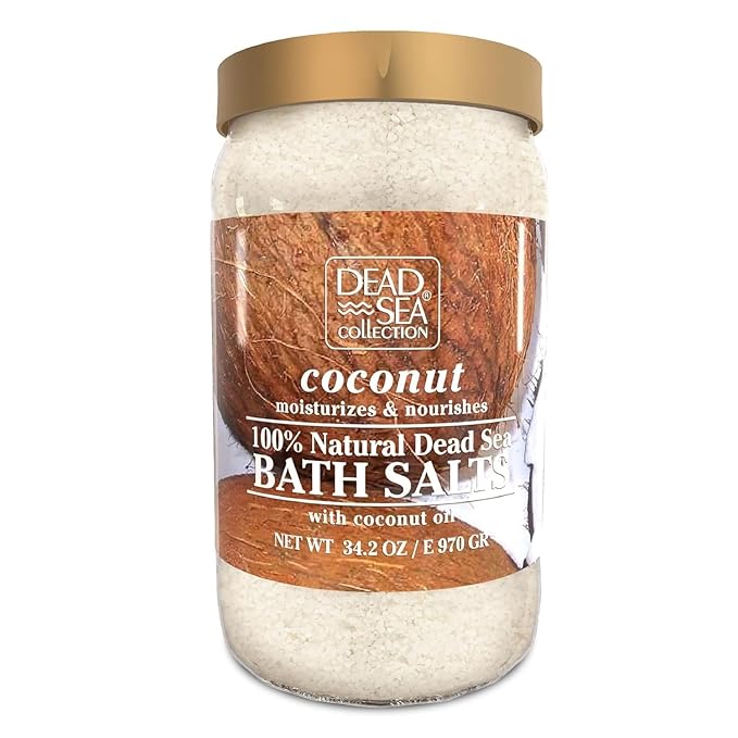 Dead Sea Collection Bath Salts with Coconut – Pure Dead Sea Salt and Coconut Oil - Nourishing Soothing and Relaxing Skin and Muscle – 34.2 Oz