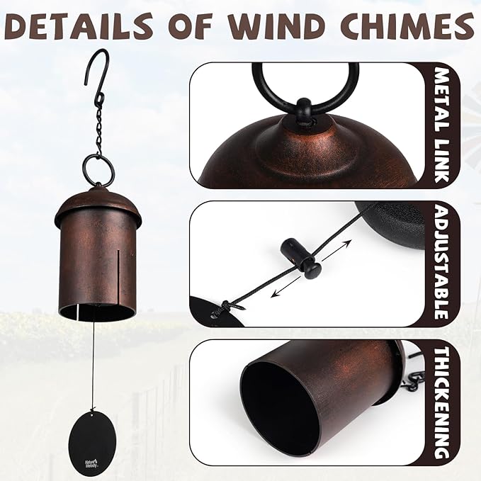 Deep Tone Wind Chimes for Outside - 22" Bronze Serenity Bell, Durable Anodized Aluminum Wind Chimes for Garden, Patio, Porch, Yard, Memorial and Housewarming Gifts, Weather-Resistant Outdoor Decor