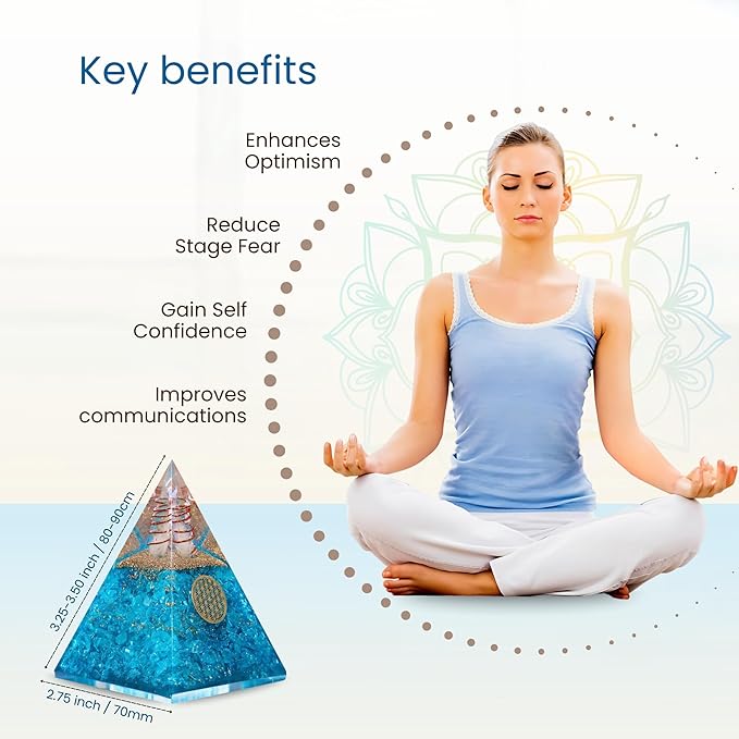 Orgone Aquamarine Pyramid – Handcrafted Healing Crystal for Positivity, Courage, Meditation, Yoga, Reiki & Chakra Balancing