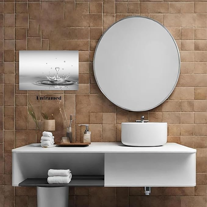 DCMVJHZV Heart Drop Bathroom Poster Black and White Bathroom Wall Art Zen Painting Wall Decor Yoga Meditation Picture Print Spa Room Bedroom Living Room Decorations(12"x16" Unframed)