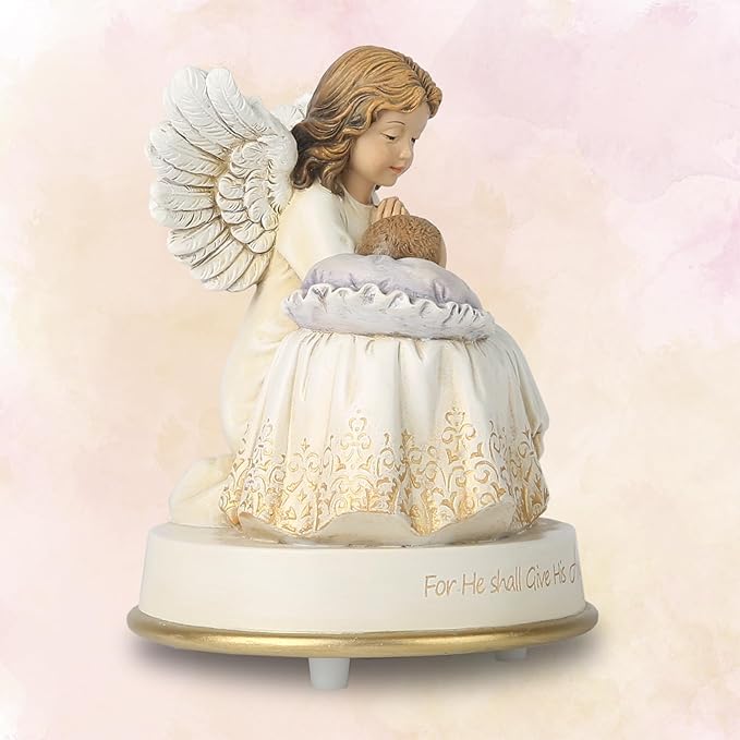 Guardian Angel Music Box Figurine - 5.3 Inches Angel Music Box Figurines, Hand Painted Musical Figure Gifts for Birthday Anniversary, Baptism, First Communion